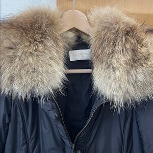 Valentino Black Puffer Jacket with Fur Trim